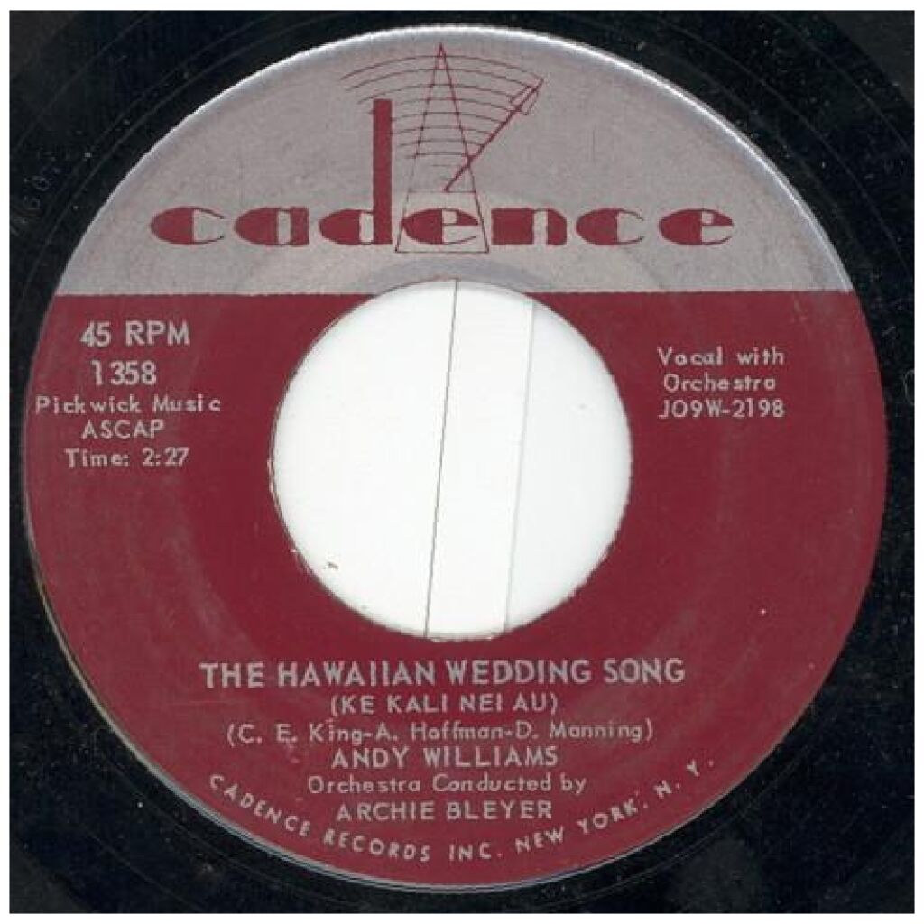 Andy Williams - The Hawaiian Wedding Song (Ke Kali Nei Au) / The House Of Bamboo (7, Ind)