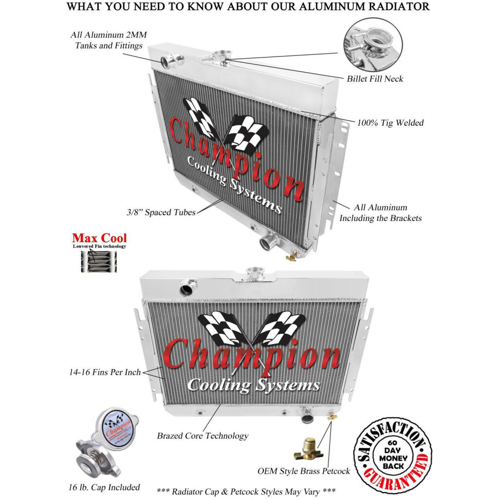 Aluminiumkylare Chevrolet Chevelle 64-67, Impala 1963-68 Champion AE289