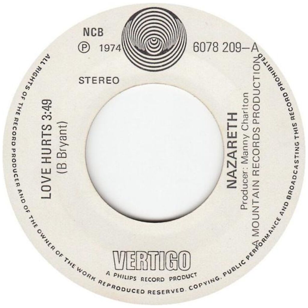 Nazareth (2) - Love Hurts (7, Single)