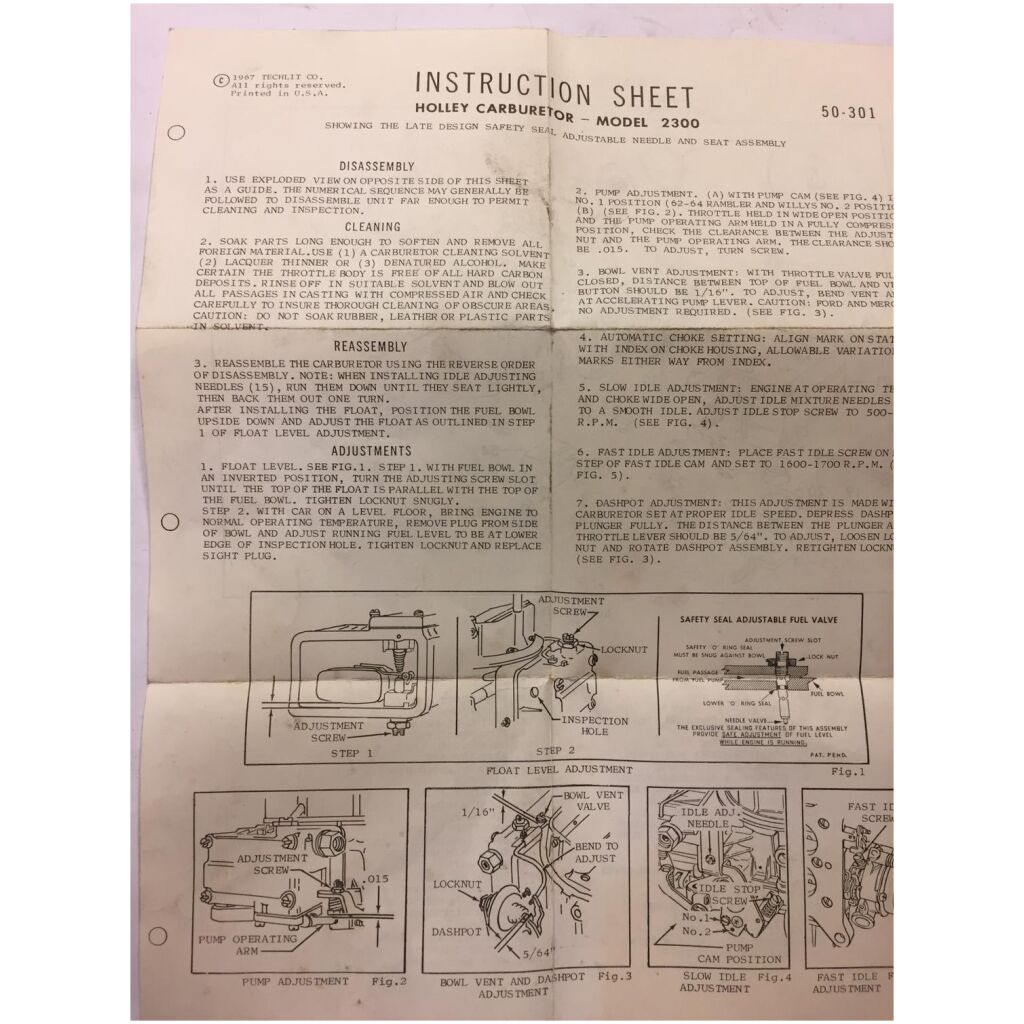 Rep.sats HOLLEY förgasare 2300 USA FORD 60-69 CARTER ZIP-KIT 902-855A
