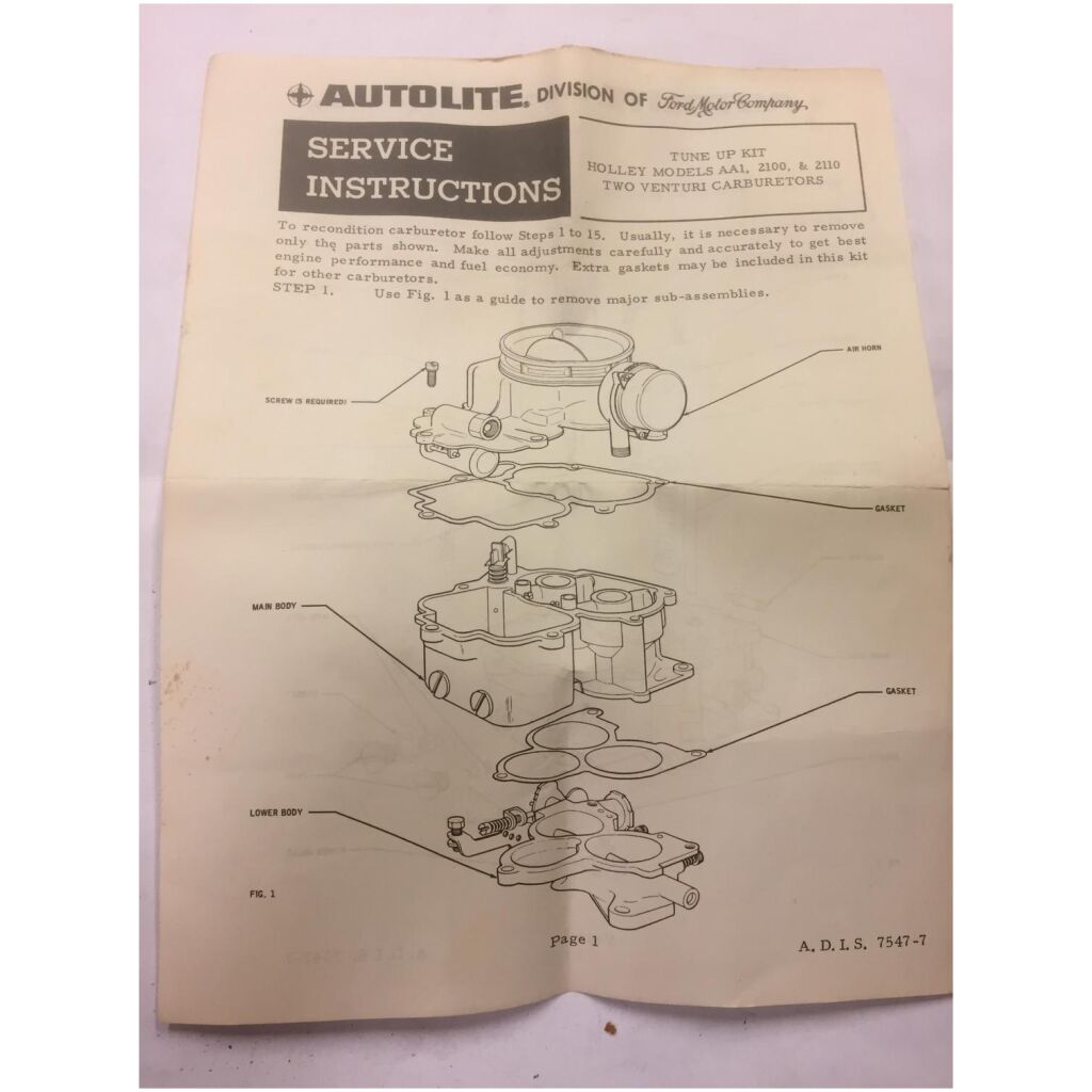 NOS REP.SATS HOLLEY AA1 , 2100 , 211 FÖRGASARE 2-P FORD CT-156 B5AZ-9A580-E