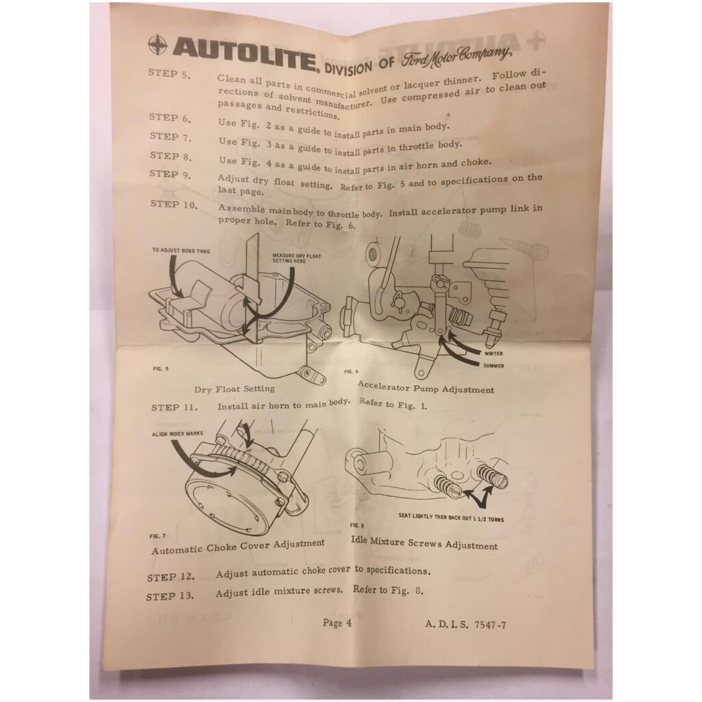 NOS REP.SATS HOLLEY AA1 , 2100 , 211 FÖRGASARE 2-P FORD CT-156 B5AZ-9A580-E