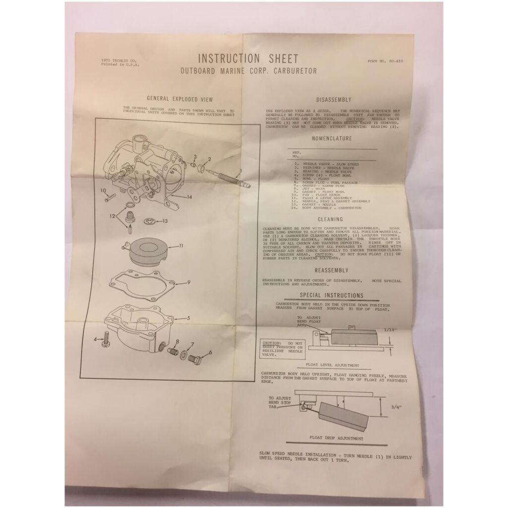 REP.SATS FÖRGASARE UTOMBORDARE BÅT , FILKO 9-989