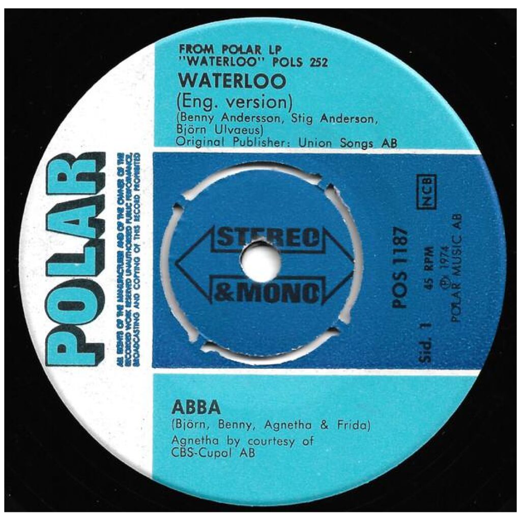 ABBA, Björn, Benny, Agnetha & Frida* - Waterloo (7, Single, Pus)
