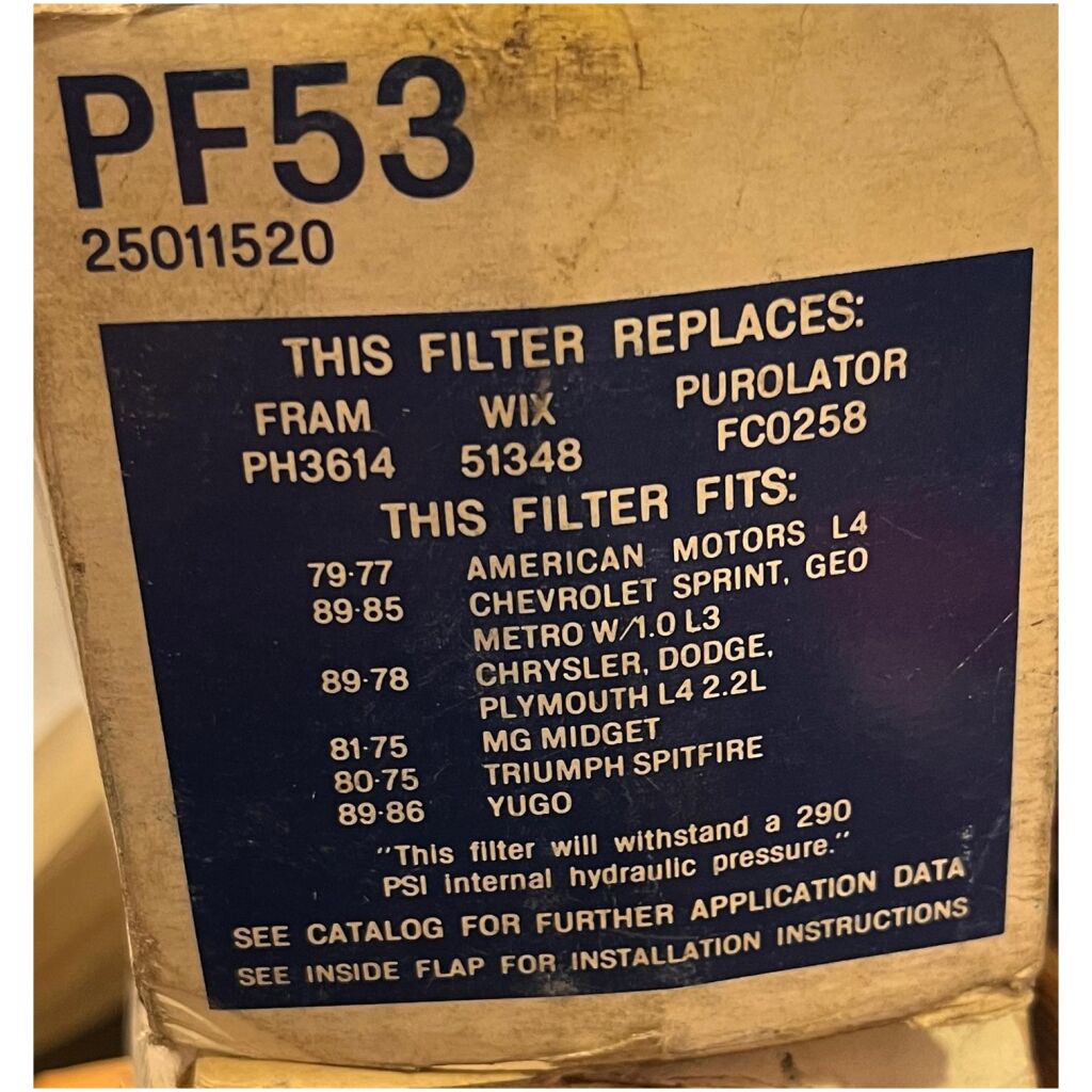 Oljefilter Volvo Toyota Ford Dodge Chev mfl 1962-22, AC Delco PF53