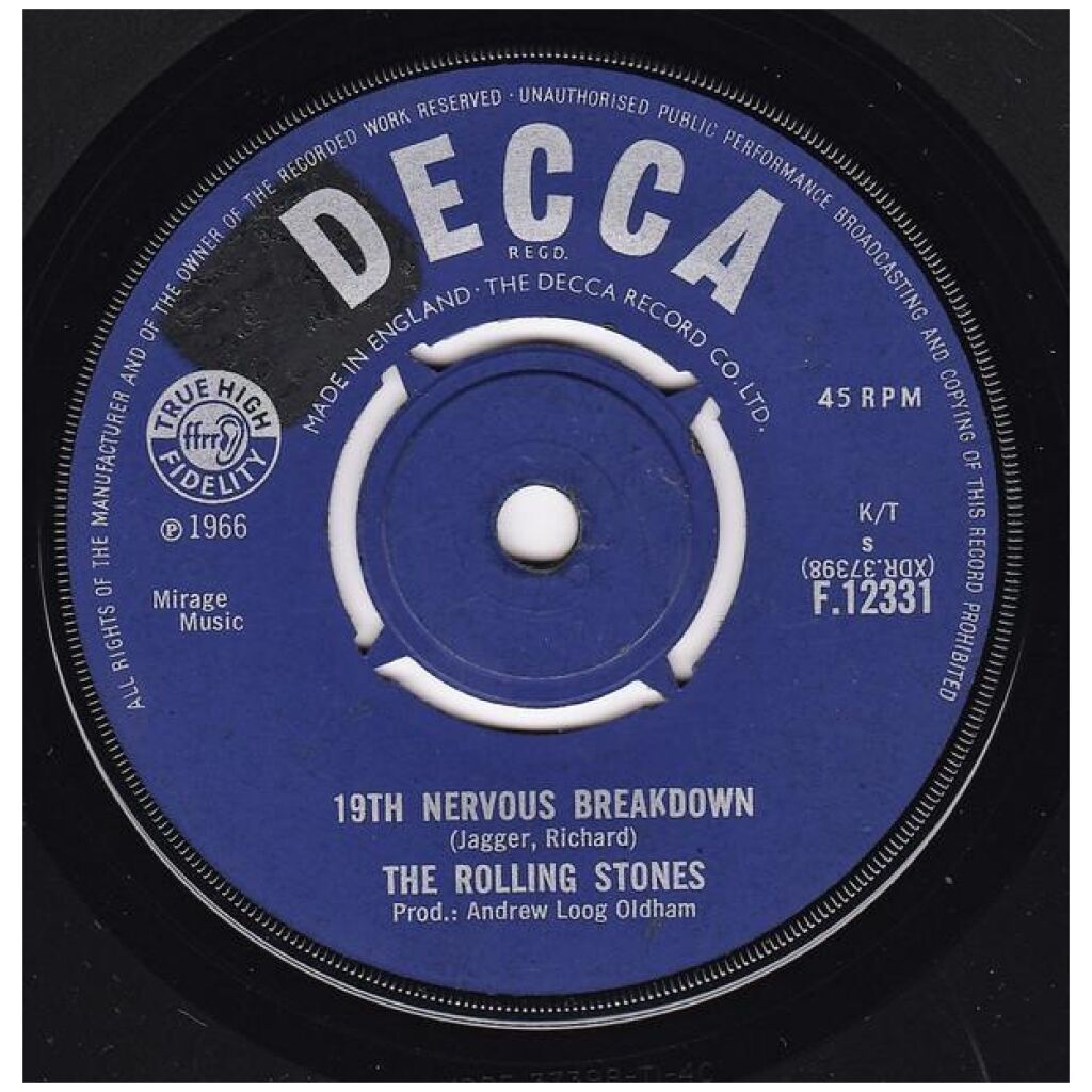 The Rolling Stones - 19th Nervous Breakdown / As Tears Go By (7, Single)