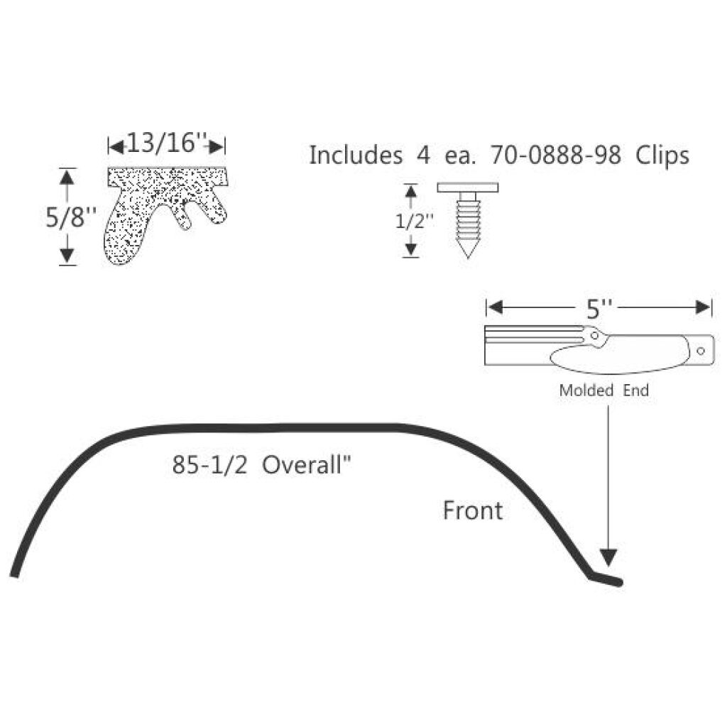 Roof Rail GummilistGummilist 1965-66 4dr ht Buick Chevrolet Oldsmobile Pontiac