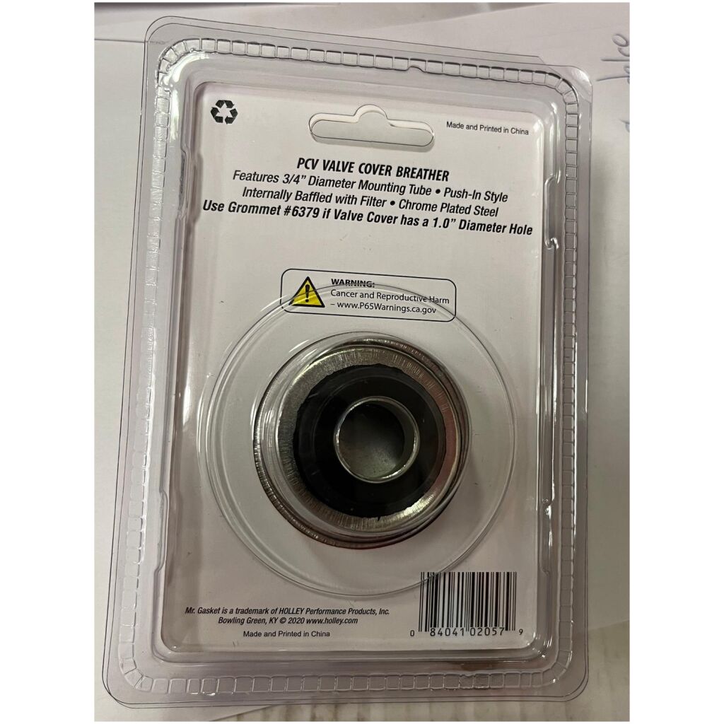 Kromat oljelock / pcv 3/4" 19mm till ventilkåpan , Mr Gasket 2057