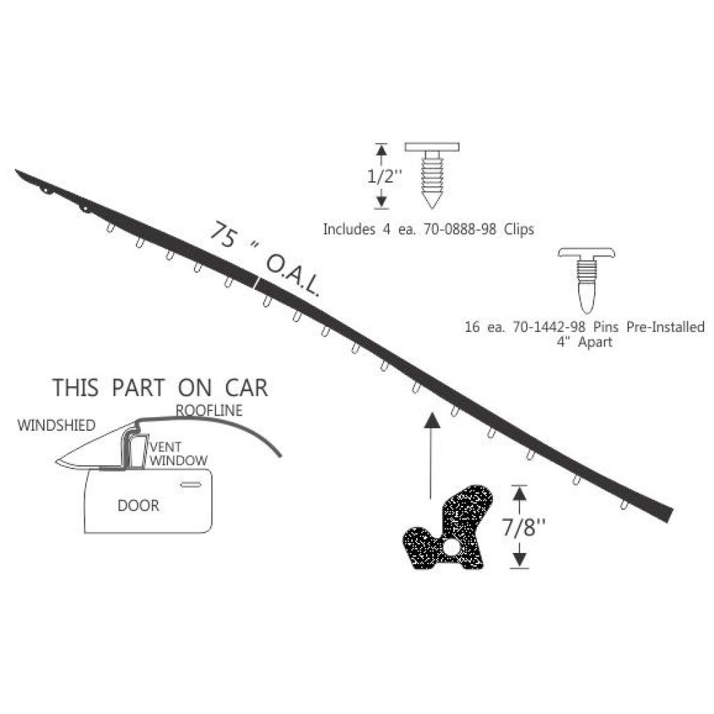 Hardtop Roof Rail Weatherstrip
