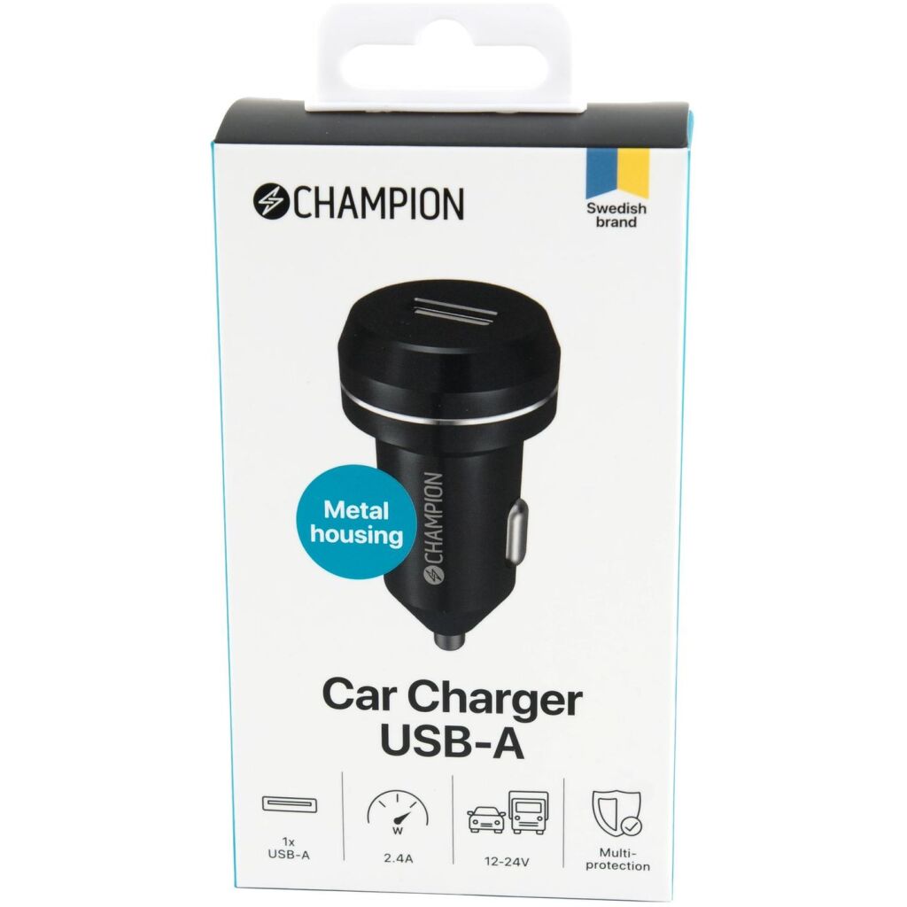 Laddare bil USB 12/24V 2,4A svart