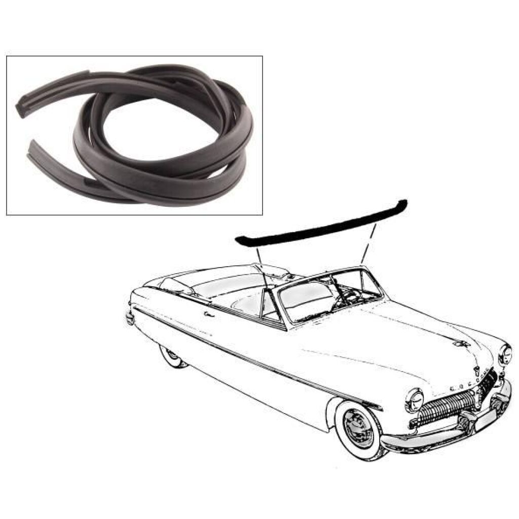 Gummilist främre till Cabbställningen 1949-51 2dr cab Mercury