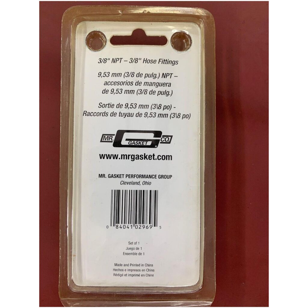 Bränsleledningskoppling kromad rak -3/8" NPT 3/8" slang rak Mr Gasket 2969G