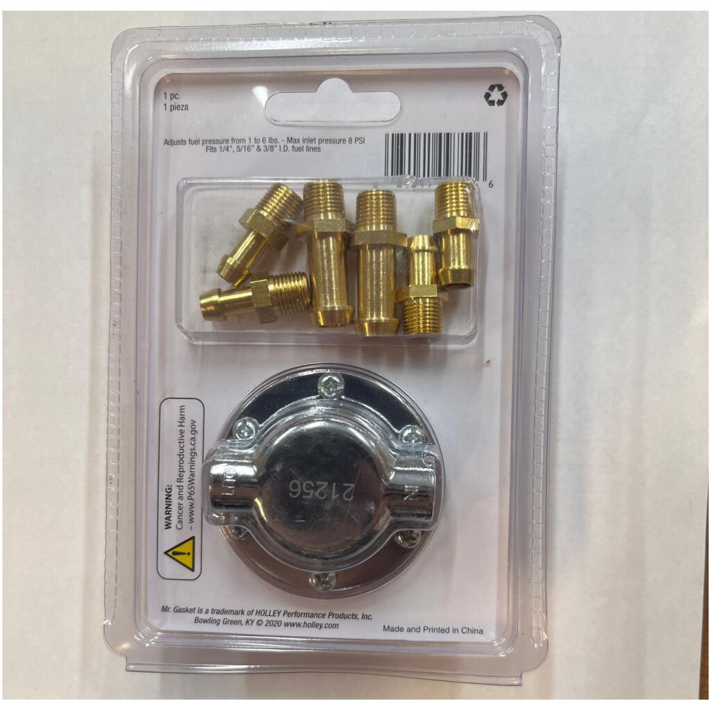 Bränsletrycksregulator 5/16 in. & 3/8 in. PSI:6 Kromad , MR GASKET 9710
