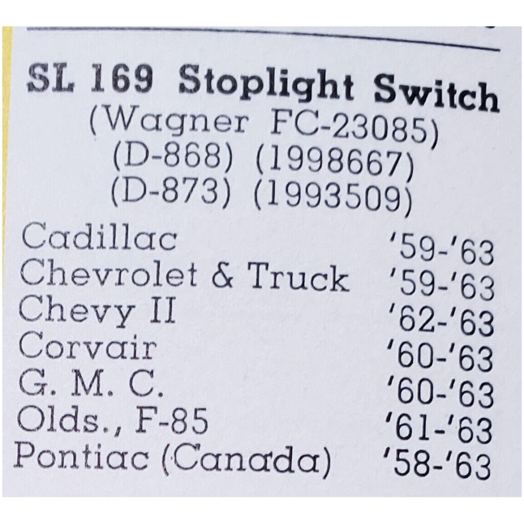 Bromsljuskontakt Cadillac 59-65 Chevrolet 58-65 GMC 61-63 F-85