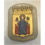 Jagaren Norrköping HMS Östergötland vapensköld landskapssköld ca 13,5x10cm