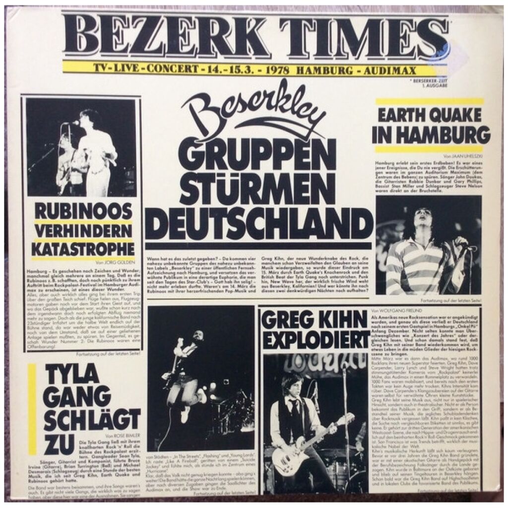 Greg Kihn / Rubinoos* / Earth Quake (2) / Tyla Gang - Bezerk Times (2xLP)