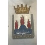Västmanland vapensköld landskapssköld i gjutmetall ca 16x10cm