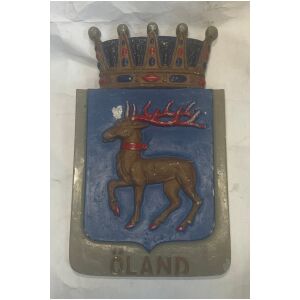Öland vapensköld landskapssköld i gjutmetall ca 26x16 cm
