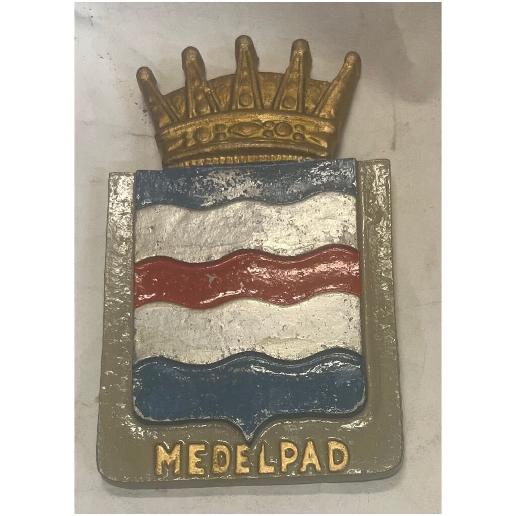 Medelpad vapensköld landskapssköld gjutmetall med 1 ögla baktill, ca 16x10cm