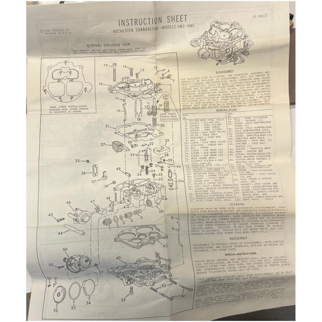 Rep.sats Rochester 4MC 4MV 350-400-455cui Cadillac Oldsmobile 1966-76, B&W 10857