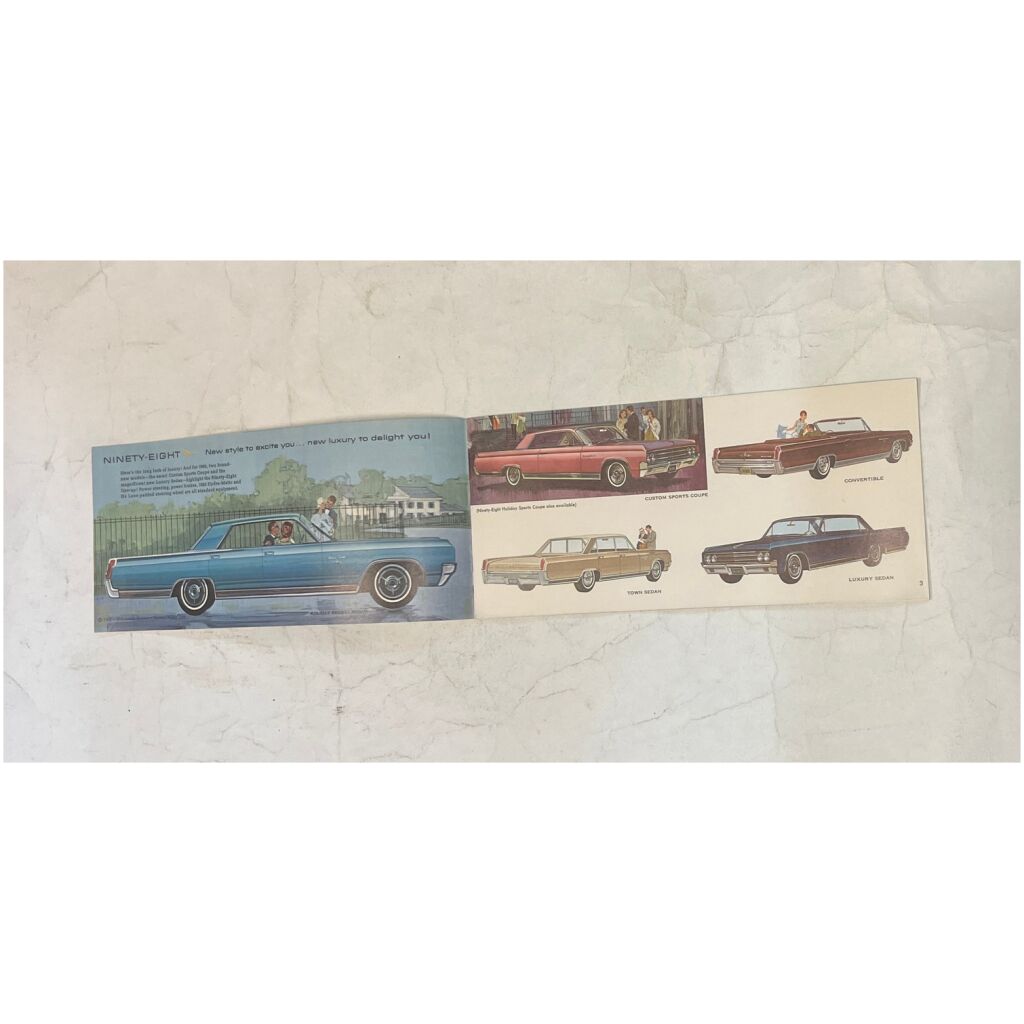 Liten ovanlig försäljningsbroschyr 20x9cm Oldsmobile 1963 16 sidor