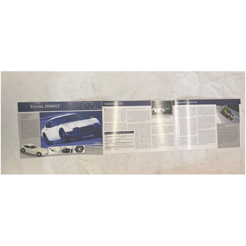 Toyota 2000GT 1967-70 infoblad på svenska samt danska - Atlas Editions
