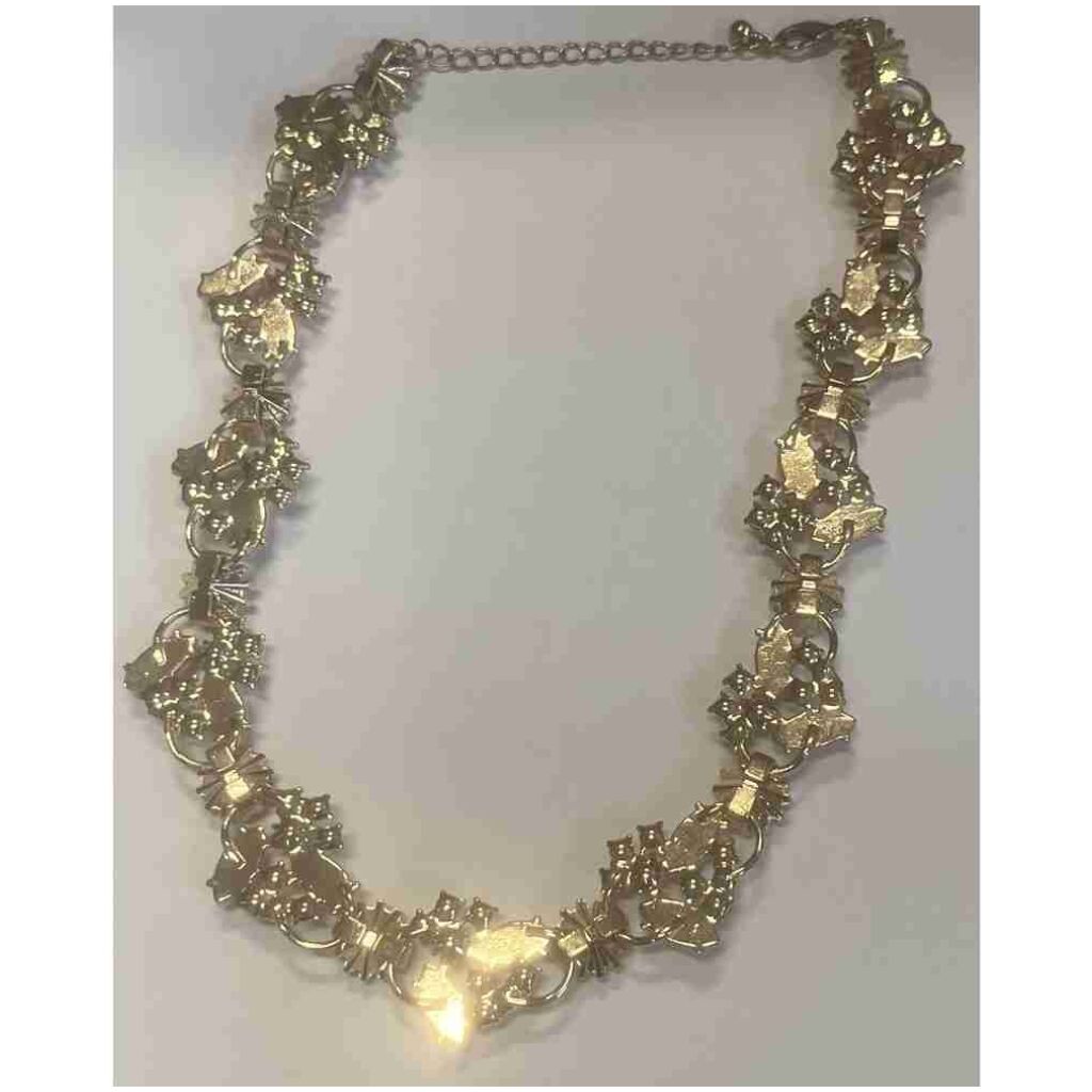 H&M Halsband 53cm rhinestone rosa / vitt glas pärlor kort justerbar kedja