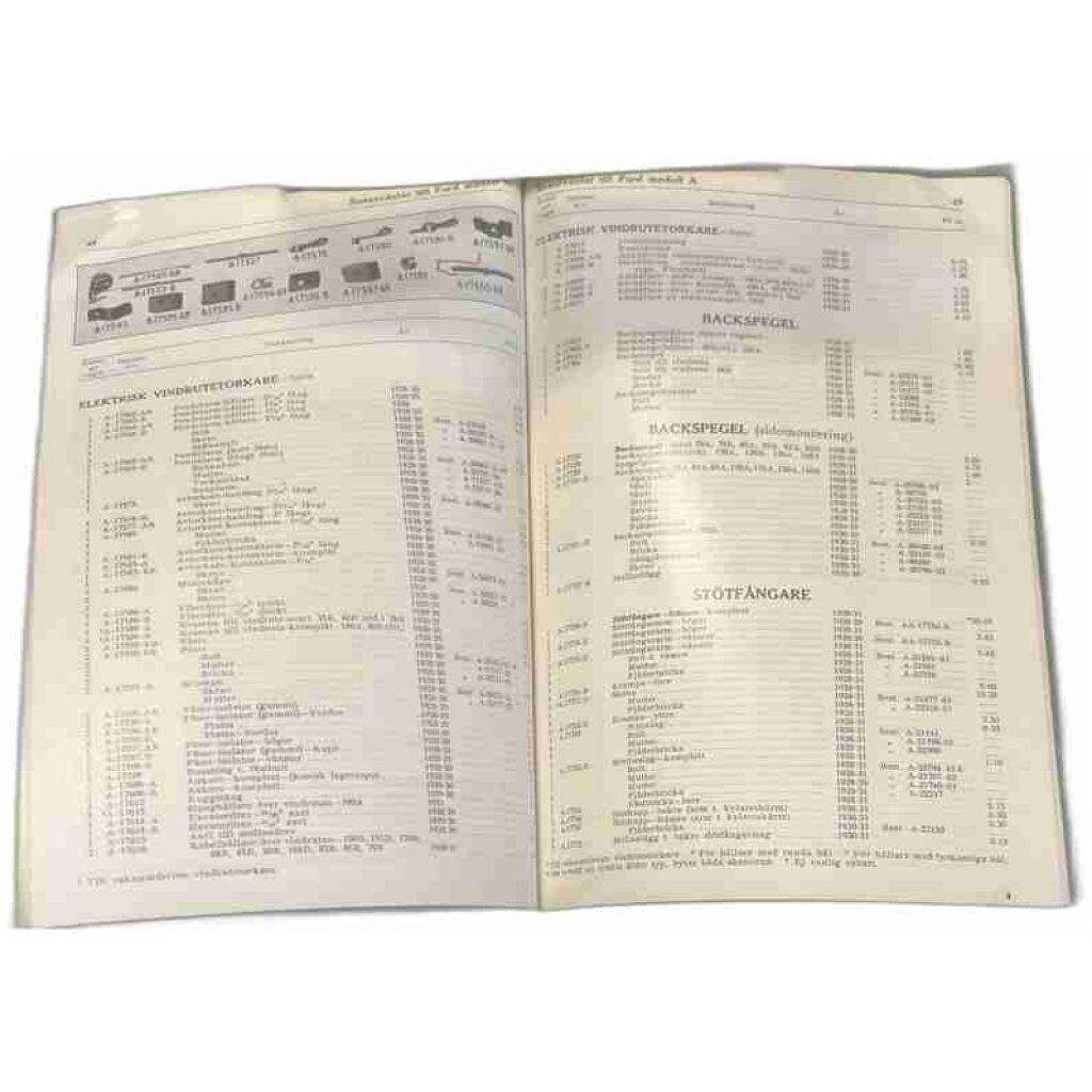 Ford model A & AA reservdelskatalog 1 Juli 1931 Svenska A-Fordarna 1971 90 sidor