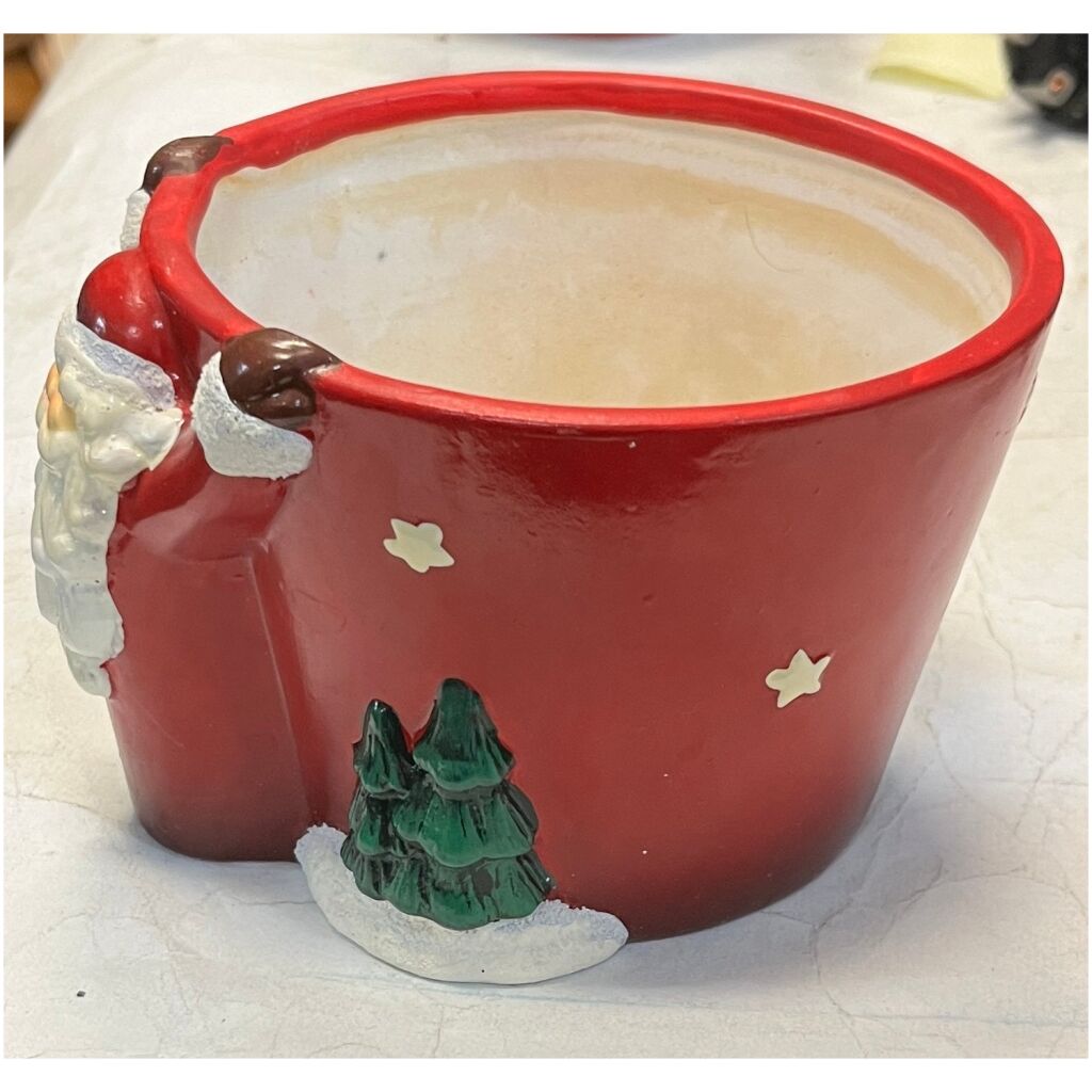 Blomkruka keramik jultomte stuga granar jul 10cm hög x 12cm
