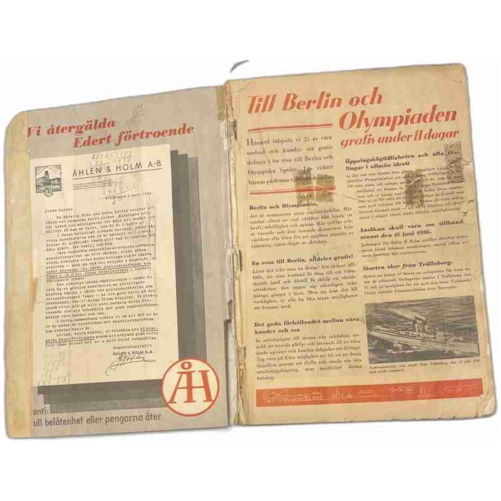 Sommaren 1936 Åhlén & Holm AB Stockholm katalog nr 11 OS i Berlin WWII 332 sidor
