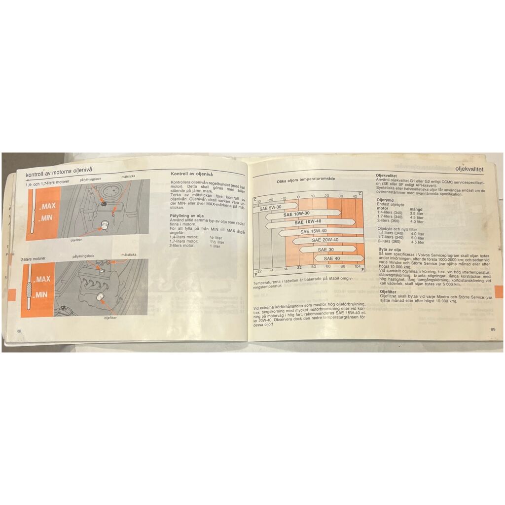 Instruktionsbok Volvo 340 / 360 1987 108 sidor