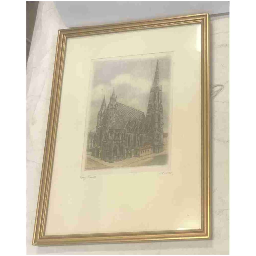 Litografiskt tryck på väv Stefanskirche Wien