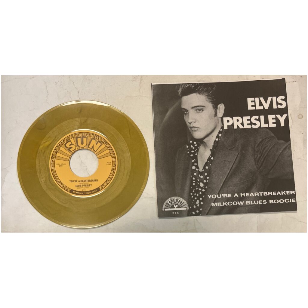 Elvis Presley Sun Records 215 7" singel nyutgivning Heartbreaker / Milkcow