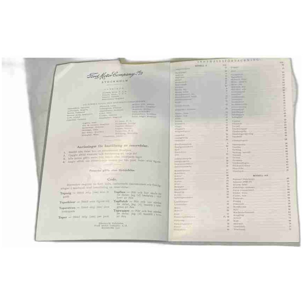 Ford model A & AA reservdelskatalog 1 Juli 1931 Svenska A-Fordarna 1971 90 sidor