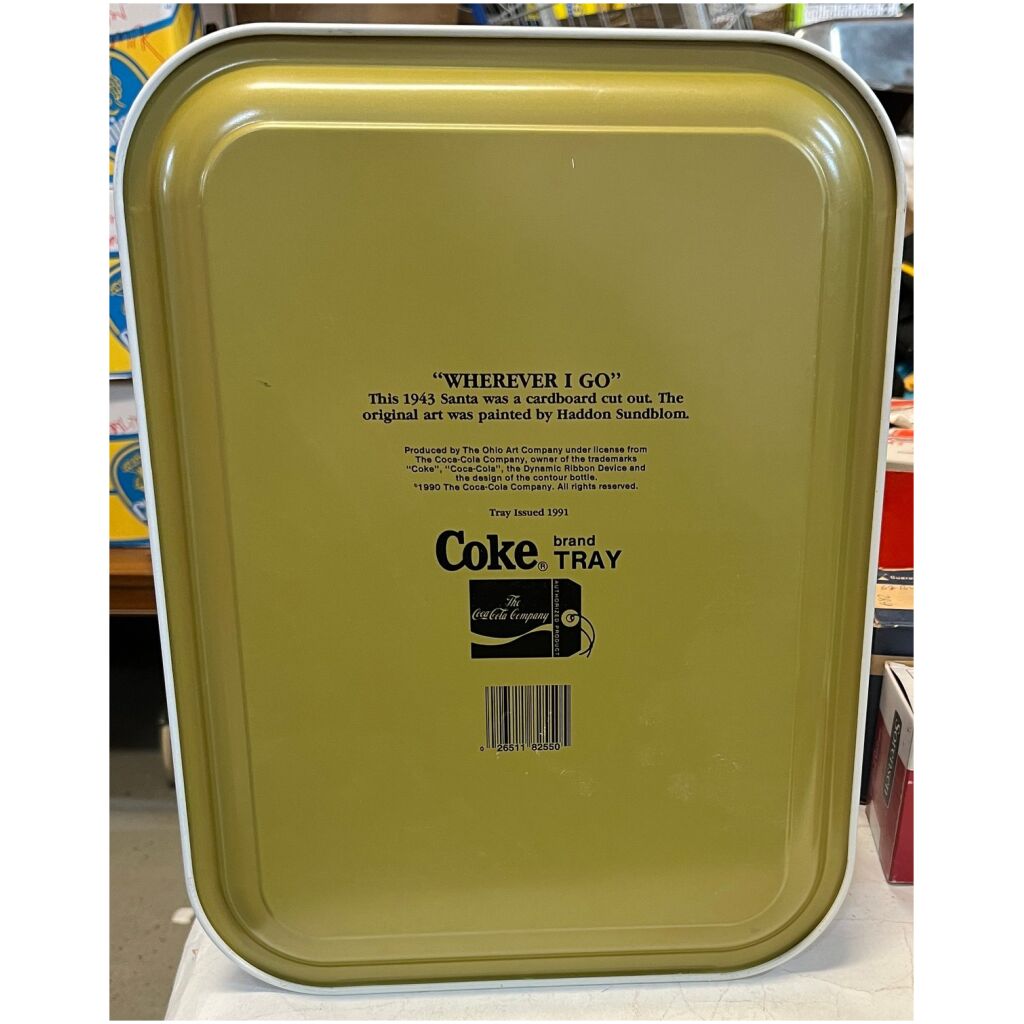 Serveringsbricka plåt jultomte "Where i go" Coca-Cola 35x26cm