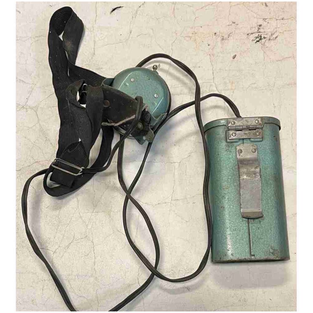 Gruvlampa / Pannlampa med bältesclip Justrite USA 1950-TAL