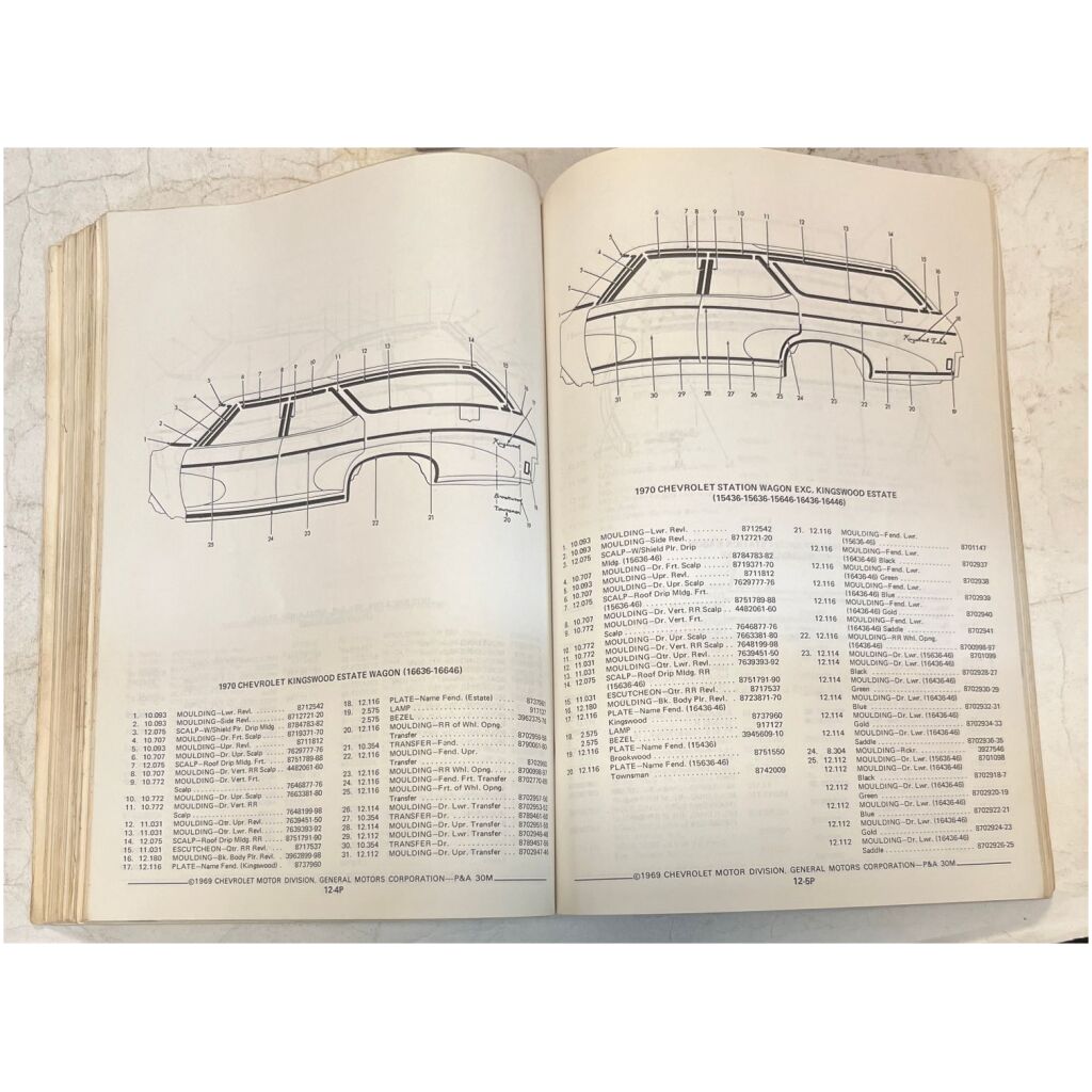 Reservdelskatalog 1970 Chevrolet Passenger Chevelle & Nova 225 sidor