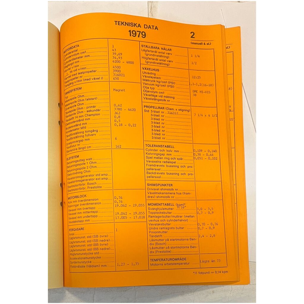 Tekniska data utombordare manuell & el 1977-1979 45 sidor
