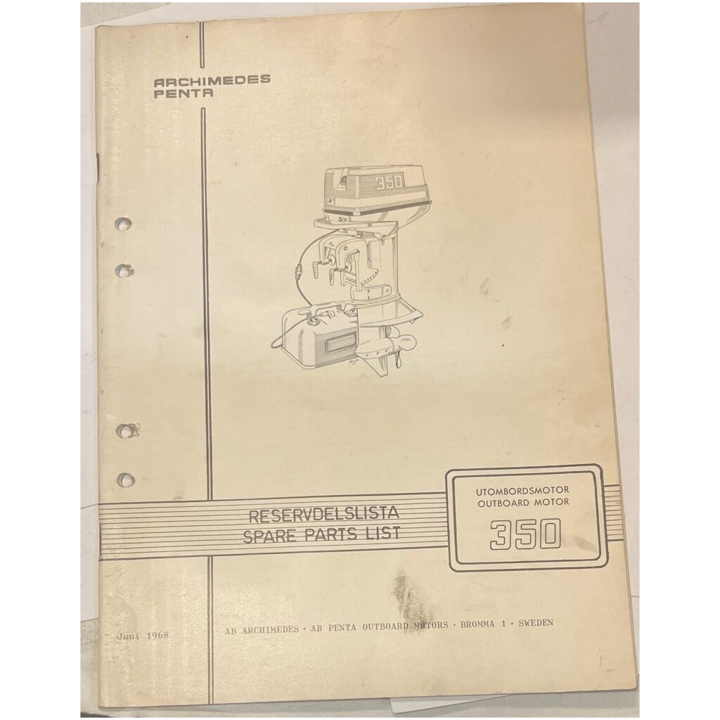 Reservdelslista Archimedes Penta 1968 utombordare eng & svensk 35 sidor begagnad