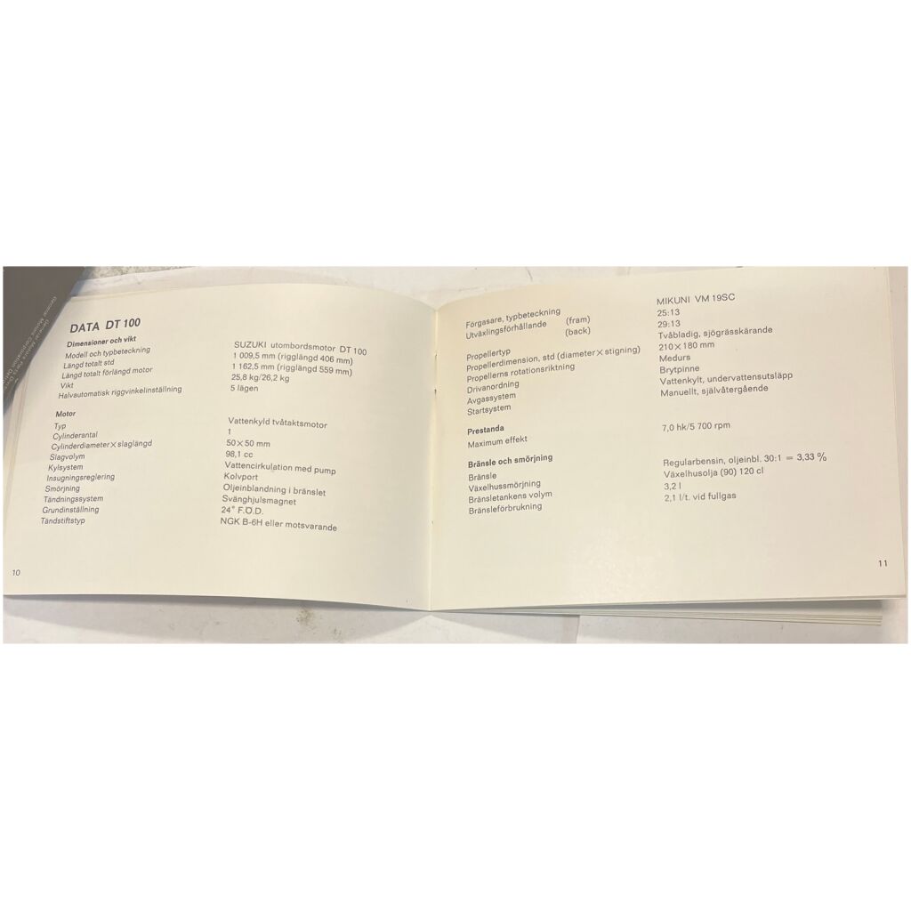 Instruktionsbok Suzuki utombordare DT70-DT100 svensk 37 sidor begagnad