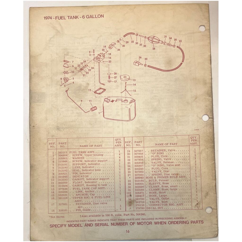 Instruktionsbok Evinrude 15hp 1974 utombordare engelska 16 sidor begagnad