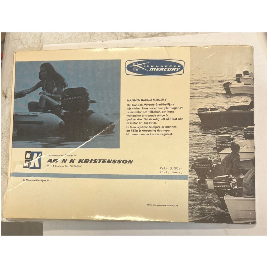 Instruktionsbok Mercury 1970 utombordare samtliga modeller 67 sidor begagnad
