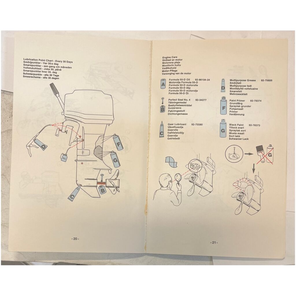 Instruktionsbok Mercury 18 & 25hk utombordsmotor svenska mfl 48 sidor begagnad
