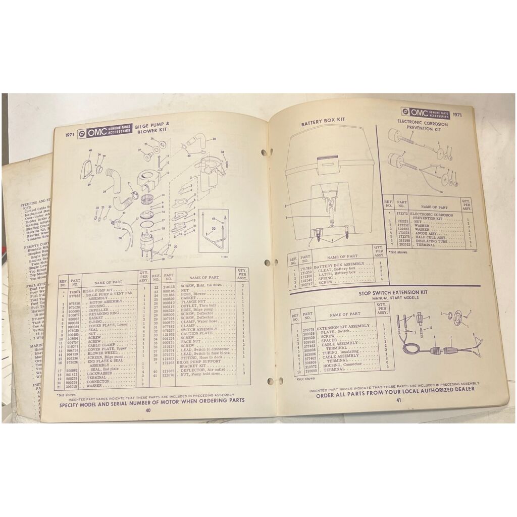 Reservdelskatalog Evinrude 1971 utombordare eng 66 sidor begagnad