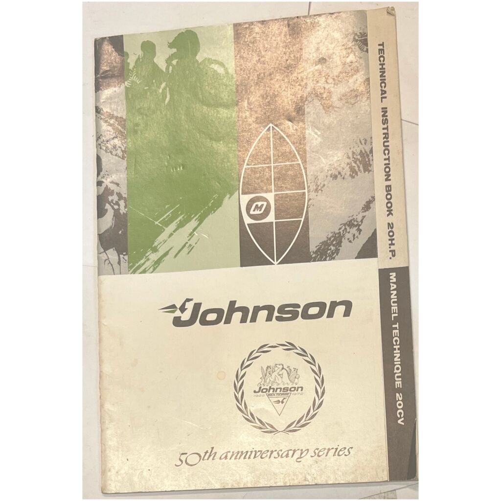 Instruktionsbok Johnson 50-anniversary 20hp utombordare eng & fransk 35 sid beg