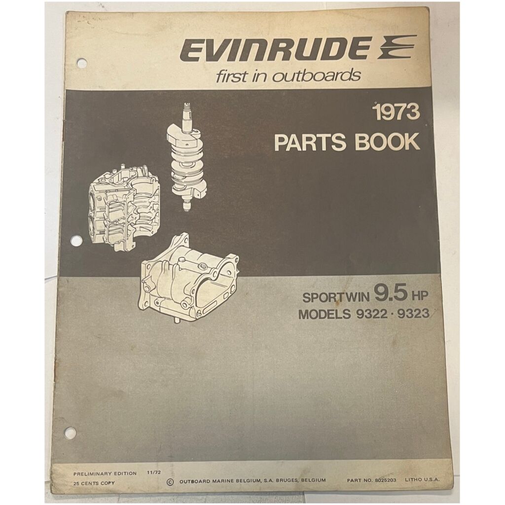 Instruktionsbok Evinrude9,5hp 1973 utombordare engelska 15 sidor begagnad