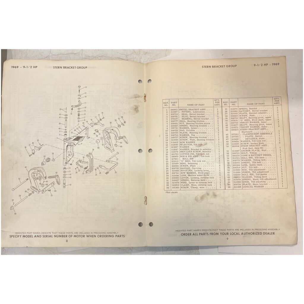 Instruktionsbok Evinrude 9-1/2hp 1969 utombordare engelska 14 sidor begagnad