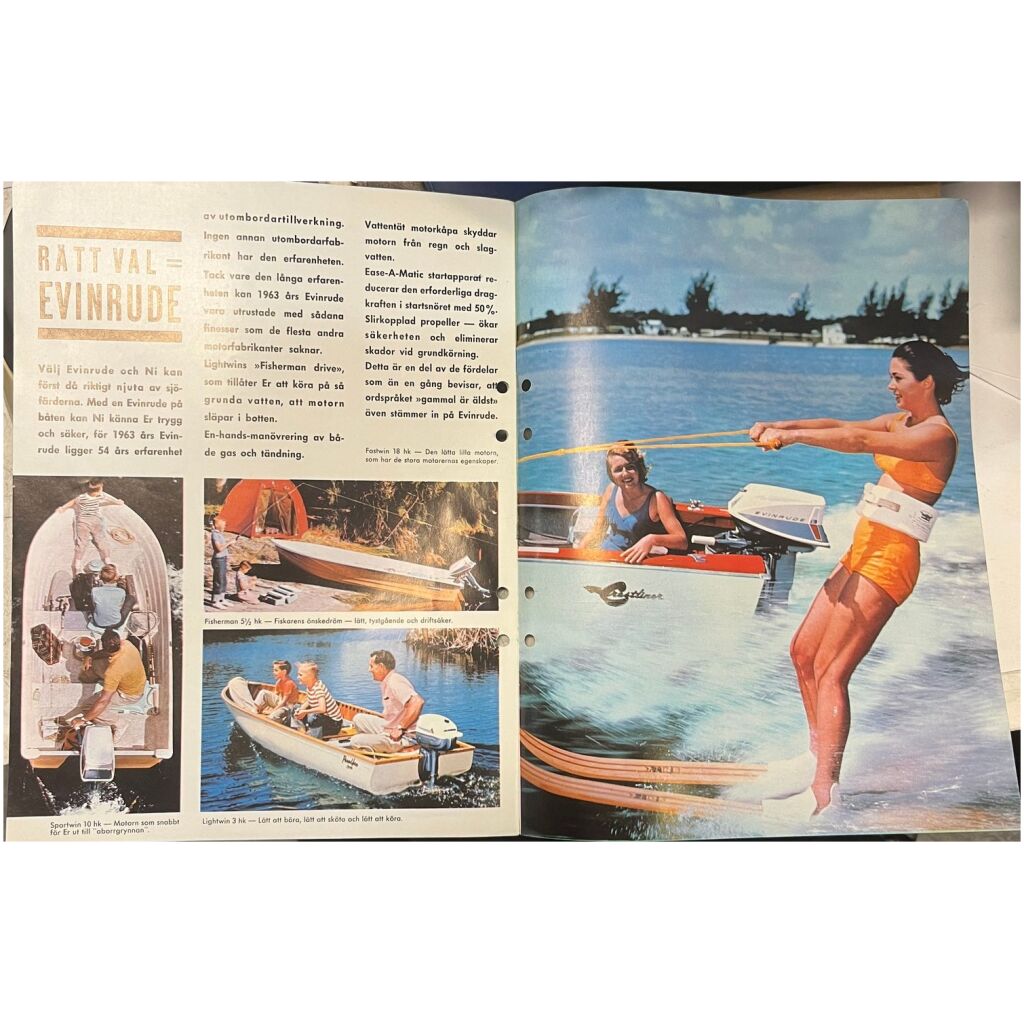 Broschyr 1963 Evinrude 3-75hp utombordare svensk 12 sidor begagnad