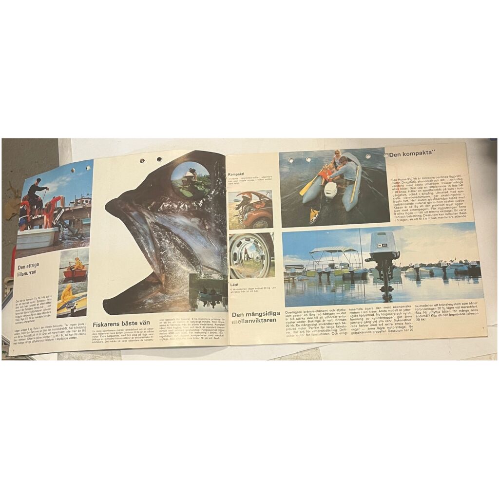 Broschyr Johnson 1-1/2-210hk 1969 utombordare svenska 23 sidor begagnad