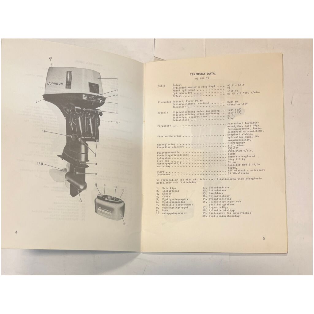 Instruktionsbok Johnson 55, 85 & 155hk utombordare svenska 26 sidor